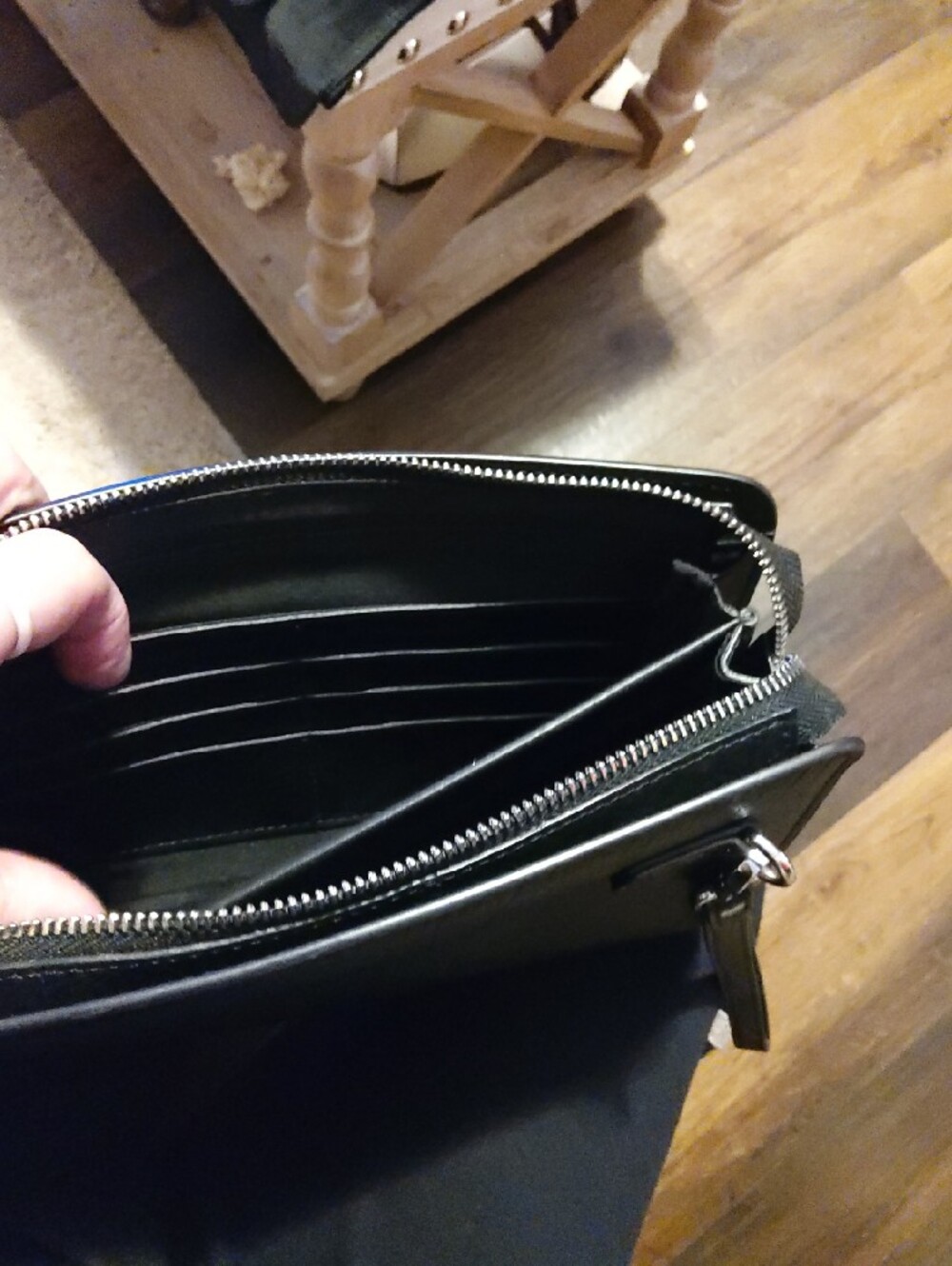 Louis Vuitton Black Leather Zip Pouch with Silver LV Emblem - Picture 5 of 6